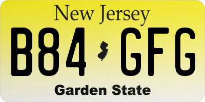 NJ license plate B84GFG