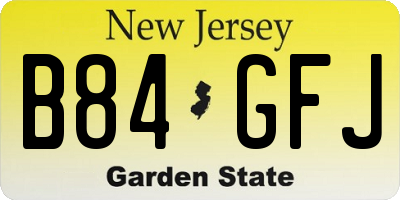 NJ license plate B84GFJ