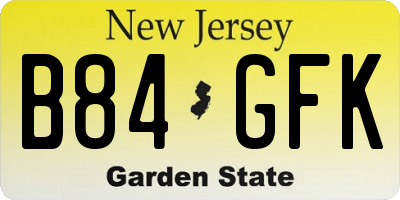NJ license plate B84GFK