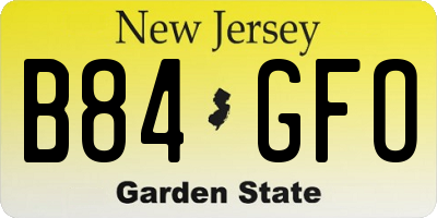 NJ license plate B84GFO