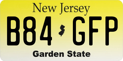 NJ license plate B84GFP