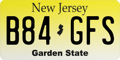 NJ license plate B84GFS