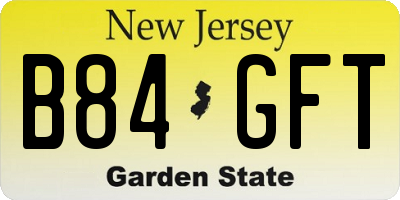 NJ license plate B84GFT