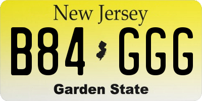 NJ license plate B84GGG