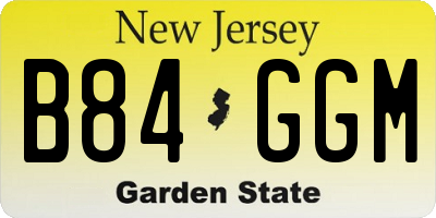 NJ license plate B84GGM