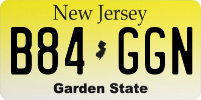 NJ license plate B84GGN