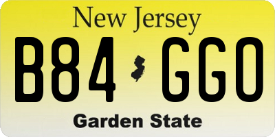 NJ license plate B84GGO