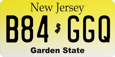 NJ license plate B84GGQ