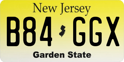 NJ license plate B84GGX