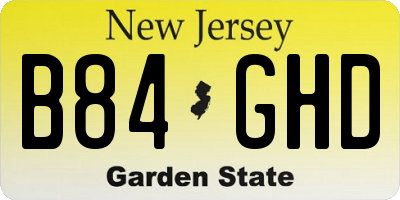 NJ license plate B84GHD