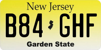 NJ license plate B84GHF