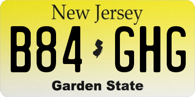 NJ license plate B84GHG