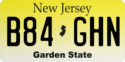 NJ license plate B84GHN