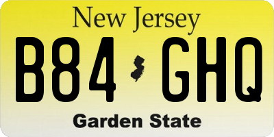 NJ license plate B84GHQ