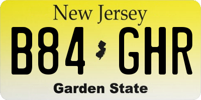 NJ license plate B84GHR