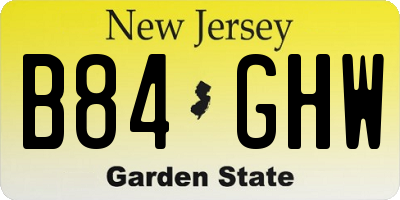 NJ license plate B84GHW