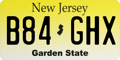 NJ license plate B84GHX