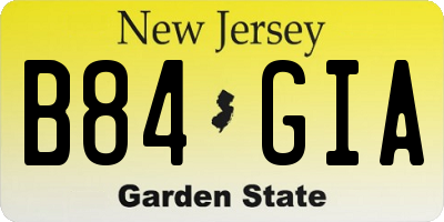 NJ license plate B84GIA