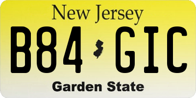 NJ license plate B84GIC