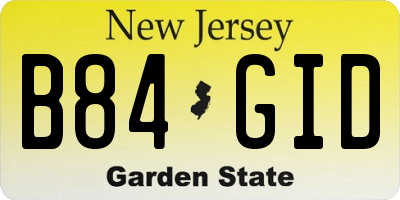 NJ license plate B84GID