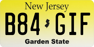 NJ license plate B84GIF