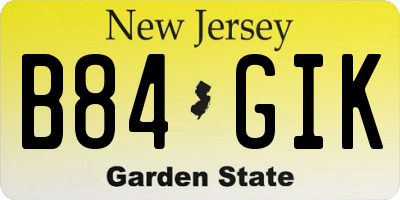 NJ license plate B84GIK