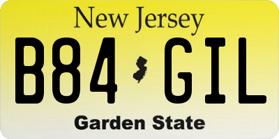 NJ license plate B84GIL