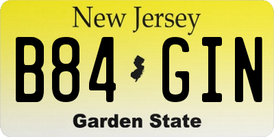 NJ license plate B84GIN