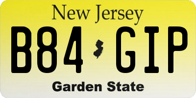 NJ license plate B84GIP