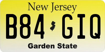 NJ license plate B84GIQ