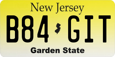 NJ license plate B84GIT