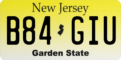 NJ license plate B84GIU