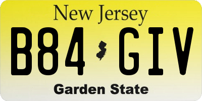 NJ license plate B84GIV