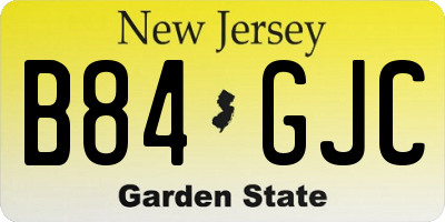 NJ license plate B84GJC