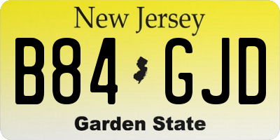 NJ license plate B84GJD