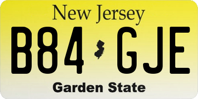 NJ license plate B84GJE