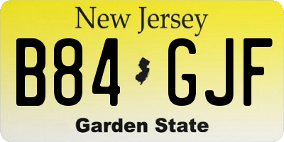 NJ license plate B84GJF