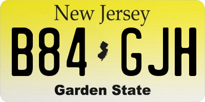 NJ license plate B84GJH