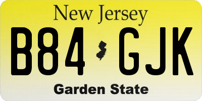 NJ license plate B84GJK