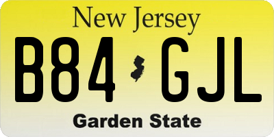 NJ license plate B84GJL