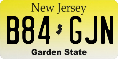 NJ license plate B84GJN