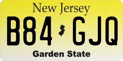 NJ license plate B84GJQ