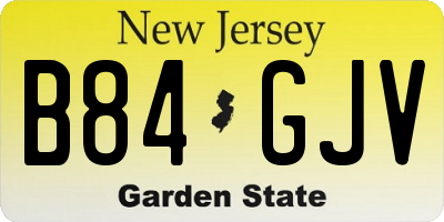 NJ license plate B84GJV