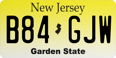 NJ license plate B84GJW