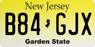NJ license plate B84GJX