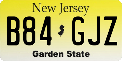 NJ license plate B84GJZ