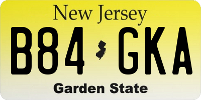 NJ license plate B84GKA