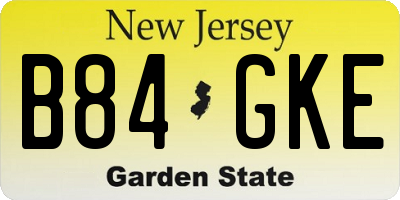 NJ license plate B84GKE