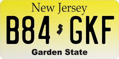 NJ license plate B84GKF