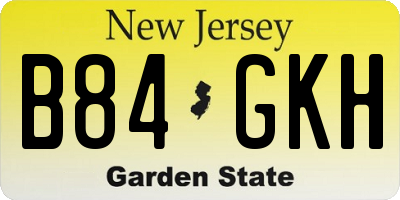 NJ license plate B84GKH